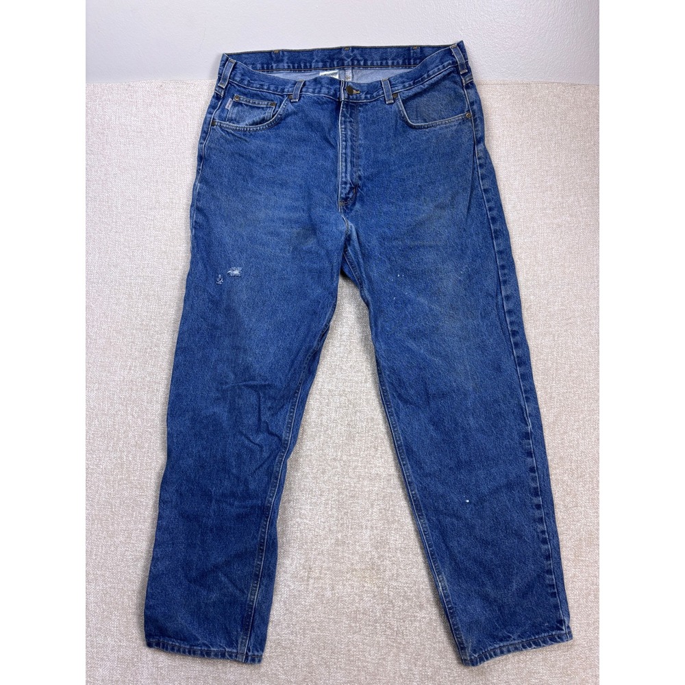 Carhartt B17-DST Relaxed Fit Jeans Mens 40x32 Dark Stone Blue Denim Work Pants